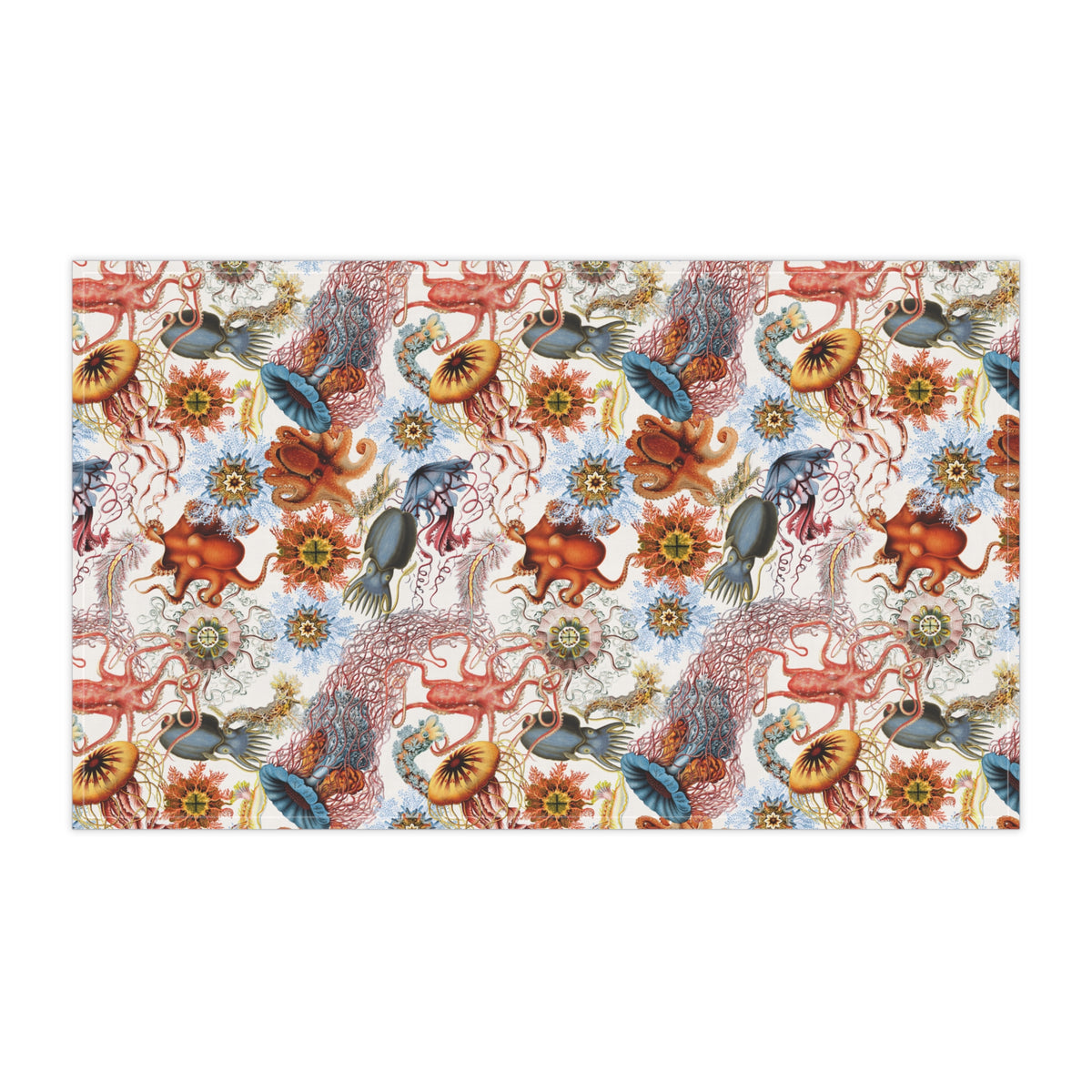 Colorful Coastal Seashells and Sea Life Tea Towel