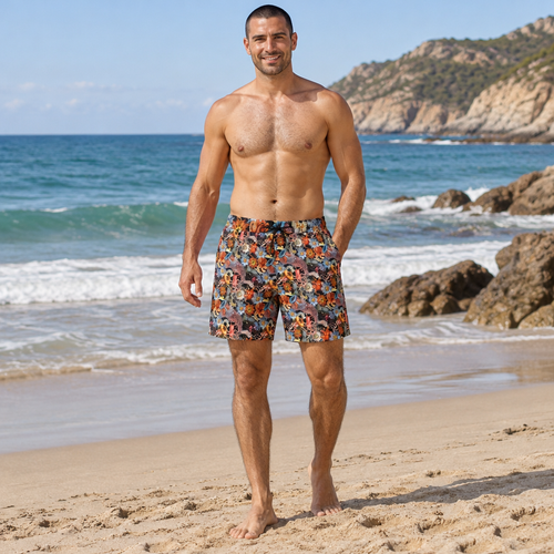 Colorful Sealife Swim Shorts - Octopus, Jellyfish and Sea Urchins