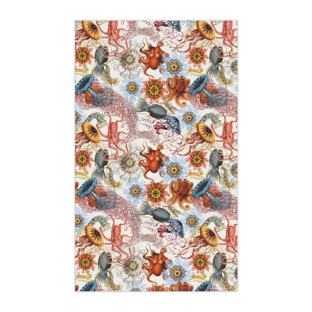 Colorful Coastal Seashells and Sea Life Tea Towel