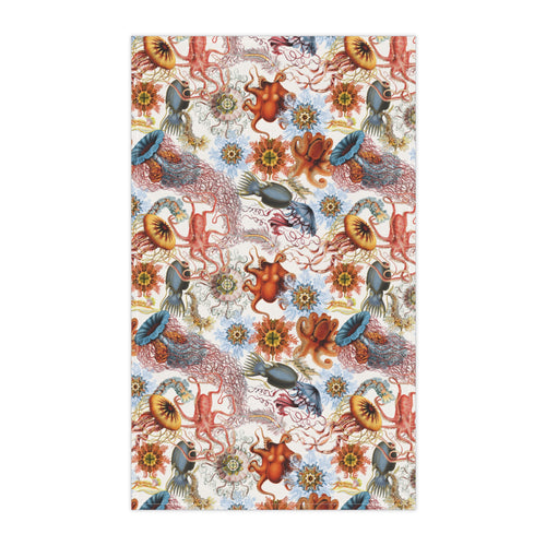 Colorful Coastal Seashells and Sea Life Tea Towel